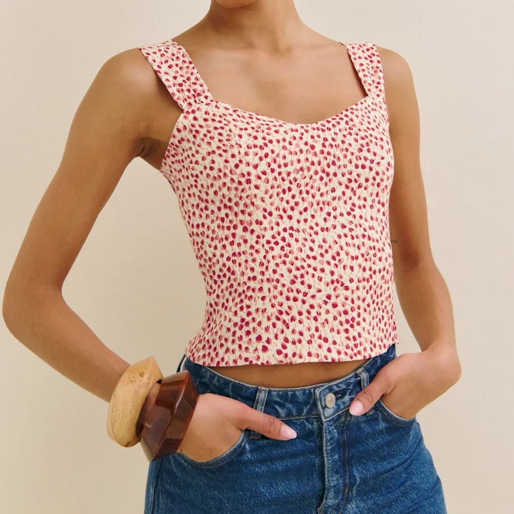 Reformation Red and White Hester Tank Top